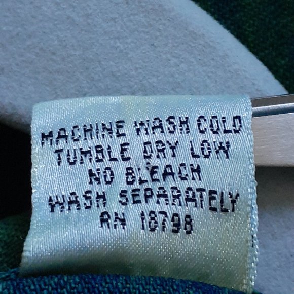 Vintage World Island Denim Button Up Short Sleeve Shirt with Green Dye Size L - Picture 14 of 15